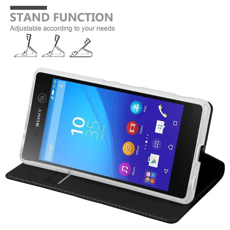 Cadorabo Hülle kompatibel mit Sony Xperia M5 Schutzhülle mit Magnetverschluss, Standfunktion und Kartenfach