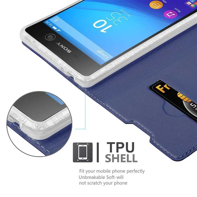Cadorabo Hülle kompatibel mit Sony Xperia M5 Schutzhülle mit Magnetverschluss, Standfunktion und Kartenfach