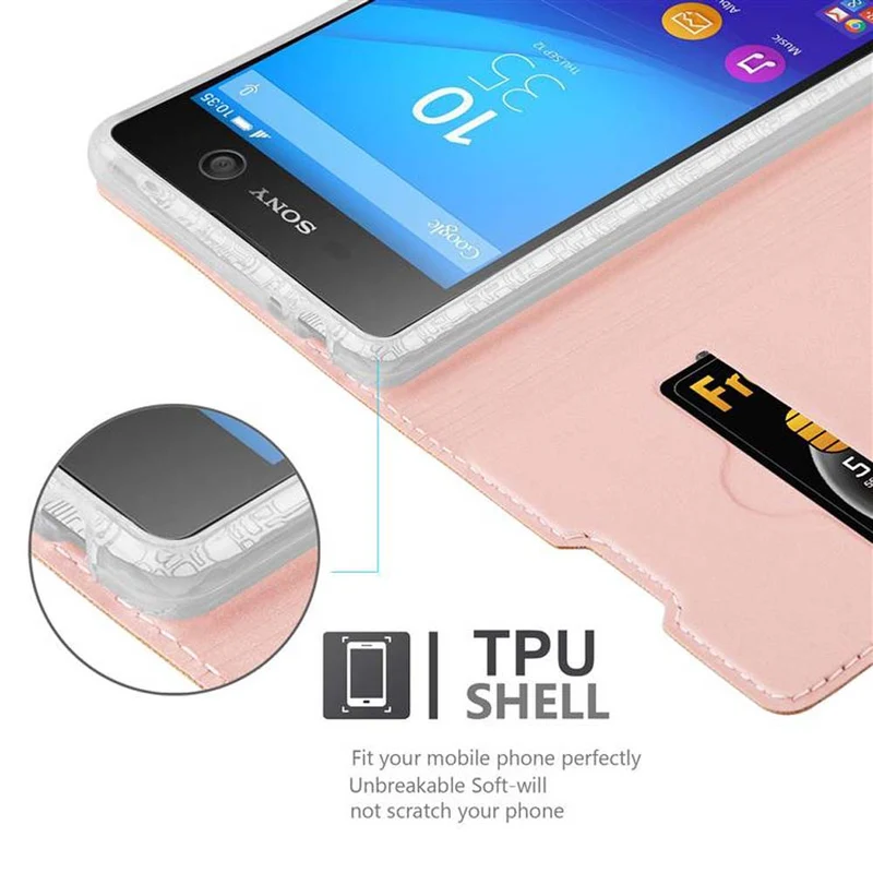 Cadorabo Hülle kompatibel mit Sony Xperia M5 Schutzhülle mit Magnetverschluss, Standfunktion und Kartenfach