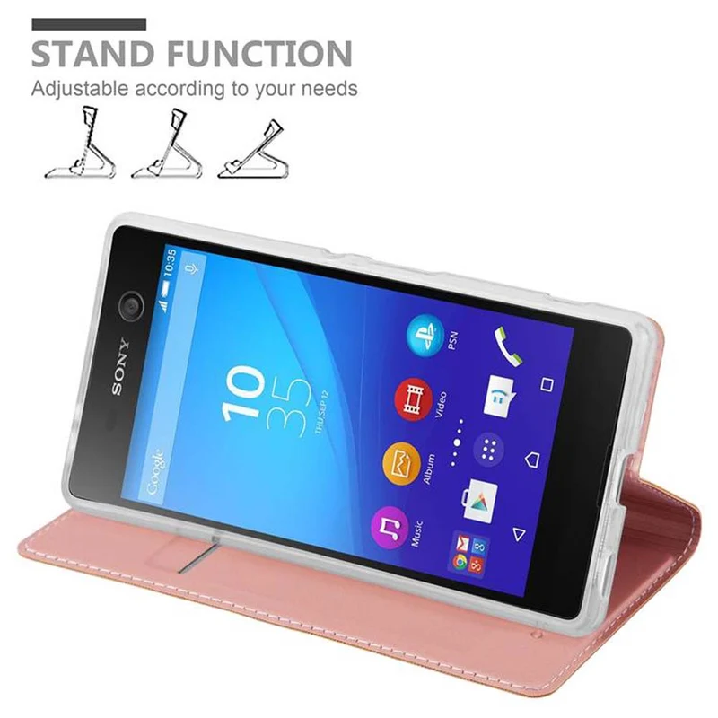 Cadorabo Hülle kompatibel mit Sony Xperia M5 Schutzhülle mit Magnetverschluss, Standfunktion und Kartenfach