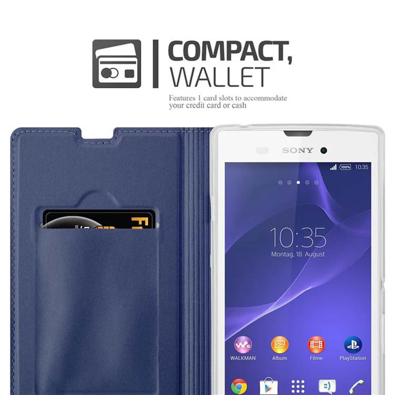 Cadorabo Hülle kompatibel mit Sony Xperia T3 Schutzhülle mit Magnetverschluss, Standfunktion und Kartenfach