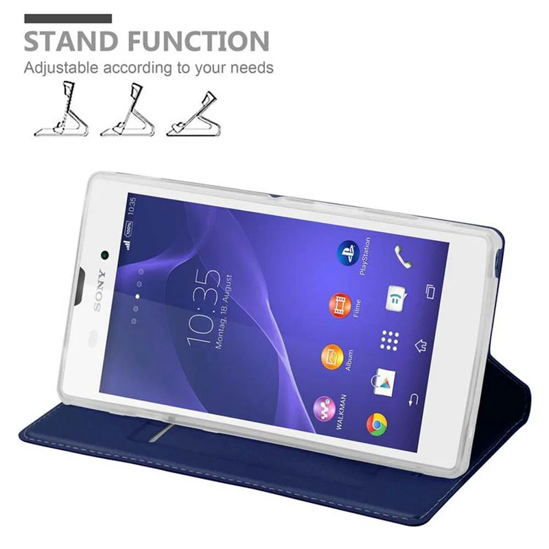 Cadorabo Hülle kompatibel mit Sony Xperia T3 Schutzhülle mit Magnetverschluss, Standfunktion und Kartenfach