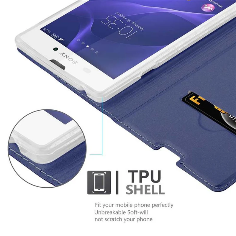 Cadorabo Hülle kompatibel mit Sony Xperia T3 Schutzhülle mit Magnetverschluss, Standfunktion und Kartenfach