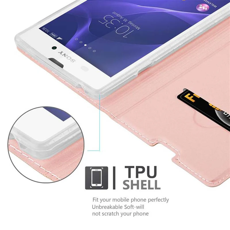 Cadorabo Hülle kompatibel mit Sony Xperia T3 Schutzhülle mit Magnetverschluss, Standfunktion und Kartenfach