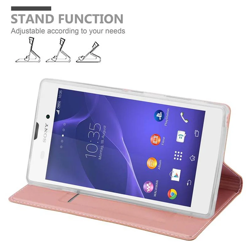Cadorabo Hülle kompatibel mit Sony Xperia T3 Schutzhülle mit Magnetverschluss, Standfunktion und Kartenfach