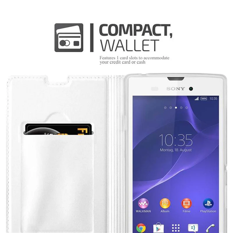Cadorabo Hülle kompatibel mit Sony Xperia T3 Schutzhülle mit Magnetverschluss, Standfunktion und Kartenfach