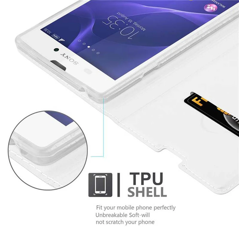 Cadorabo Hülle kompatibel mit Sony Xperia T3 Schutzhülle mit Magnetverschluss, Standfunktion und Kartenfach