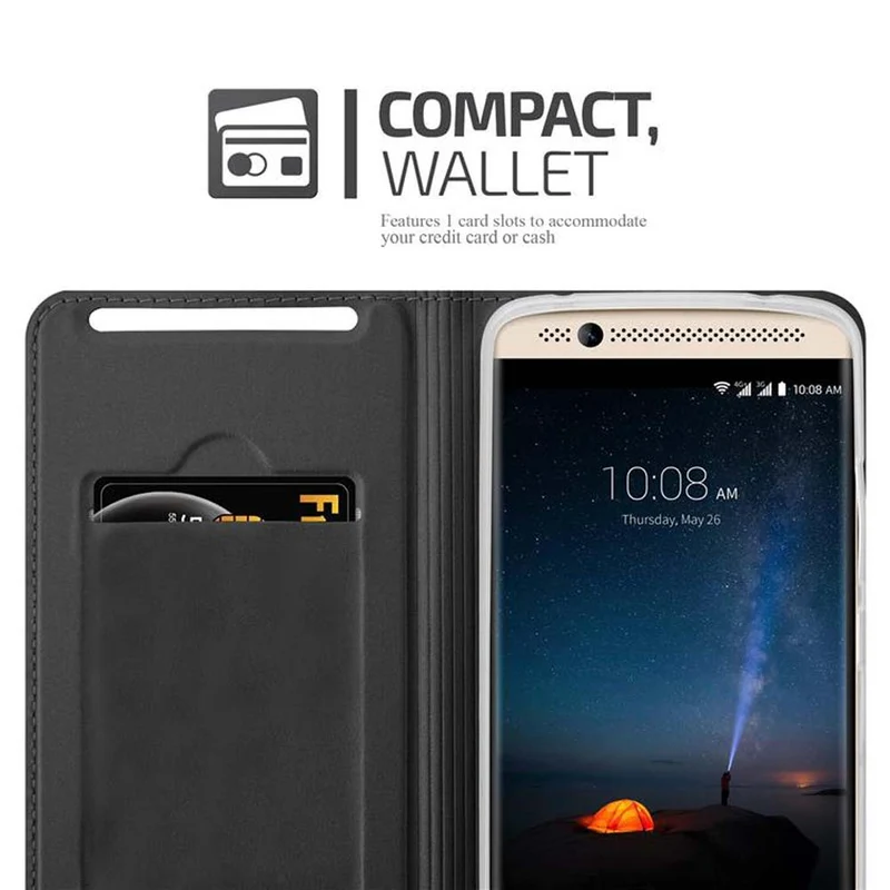 Cadorabo Hülle kompatibel mit ZTE Axon 7 Schutzhülle mit Magnetverschluss, Standfunktion und Kartenfach