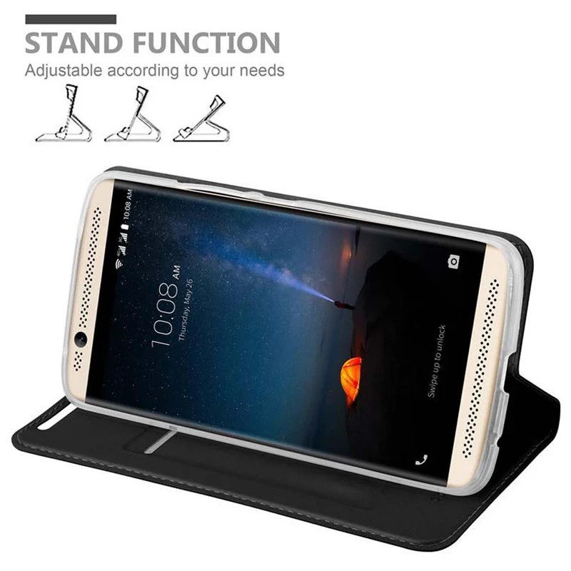 Cadorabo Hülle kompatibel mit ZTE Axon 7 Schutzhülle mit Magnetverschluss, Standfunktion und Kartenfach