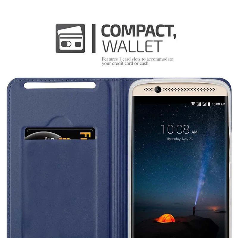 Cadorabo Hülle kompatibel mit ZTE Axon 7 Schutzhülle mit Magnetverschluss, Standfunktion und Kartenfach