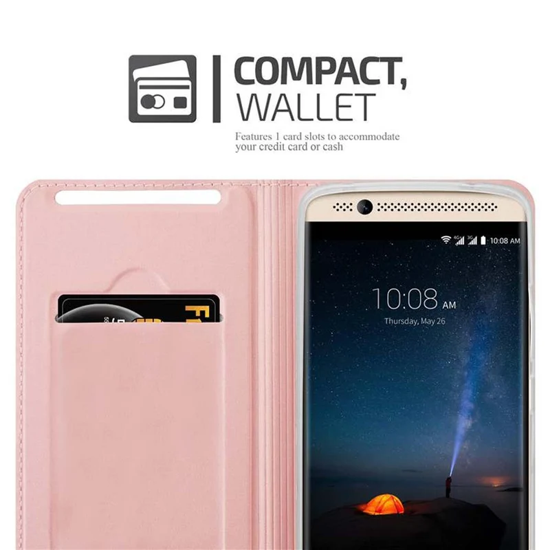Cadorabo Hülle kompatibel mit ZTE Axon 7 Schutzhülle mit Magnetverschluss, Standfunktion und Kartenfach
