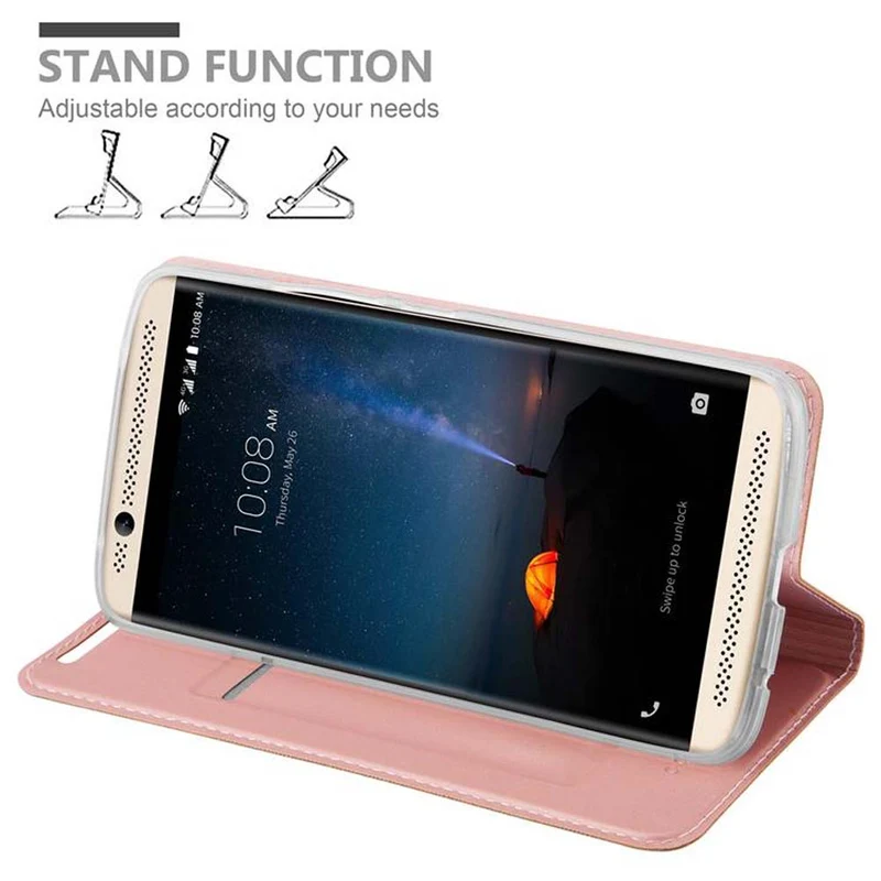 Cadorabo Hülle kompatibel mit ZTE Axon 7 Schutzhülle mit Magnetverschluss, Standfunktion und Kartenfach