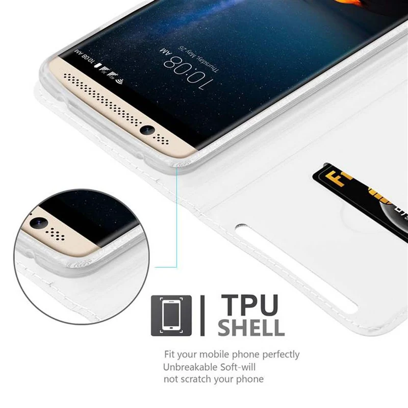 Cadorabo Hülle kompatibel mit ZTE Axon 7 Schutzhülle mit Magnetverschluss, Standfunktion und Kartenfach