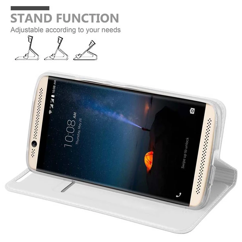 Cadorabo Hülle kompatibel mit ZTE Axon 7 Schutzhülle mit Magnetverschluss, Standfunktion und Kartenfach