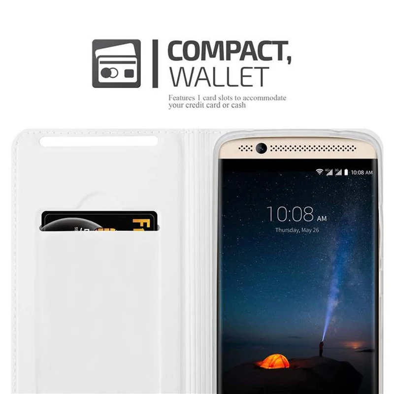 Cadorabo Hülle kompatibel mit ZTE Axon 7 Schutzhülle mit Magnetverschluss, Standfunktion und Kartenfach