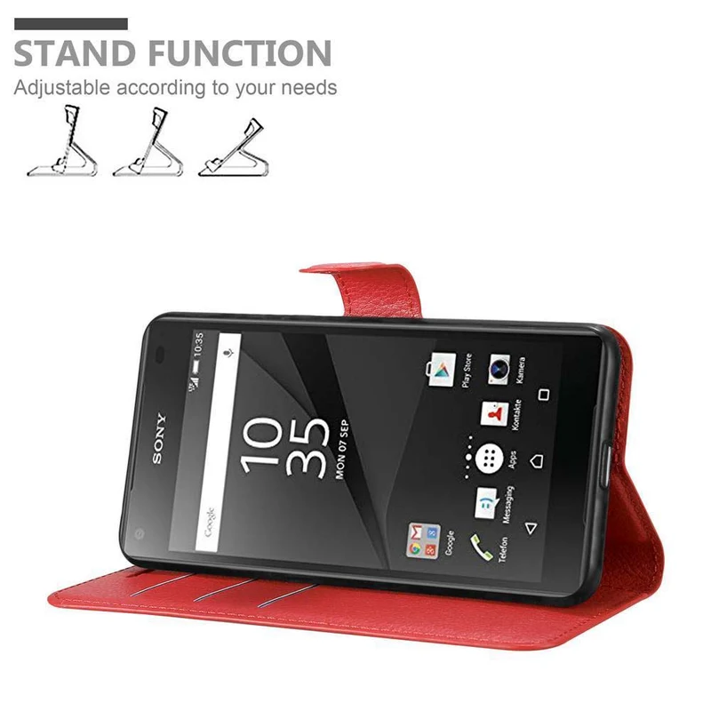 Cadorabo Hülle kompatibel mit Sony Xperia Z5 COMPACT Schutzhülle mit Magnetverschluss, Standfunktion und Kartenfach