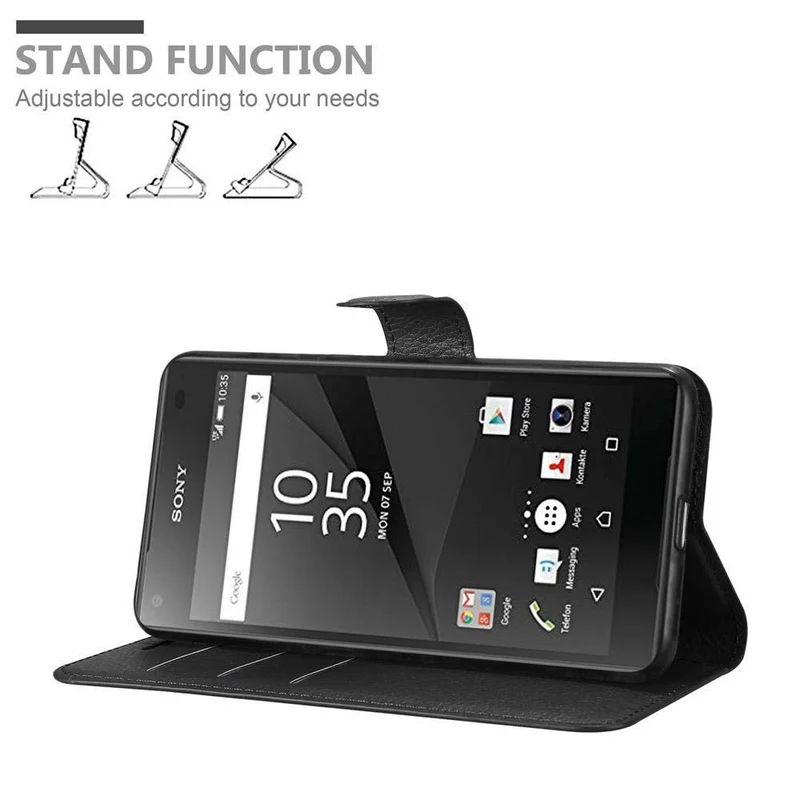 Cadorabo Hülle kompatibel mit Sony Xperia Z5 COMPACT Schutzhülle mit Magnetverschluss, Standfunktion und Kartenfach