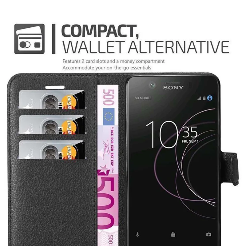 Cadorabo Hülle kompatibel mit Sony Xperia XZ1 Schutzhülle mit Magnetverschluss, Standfunktion und Kartenfach