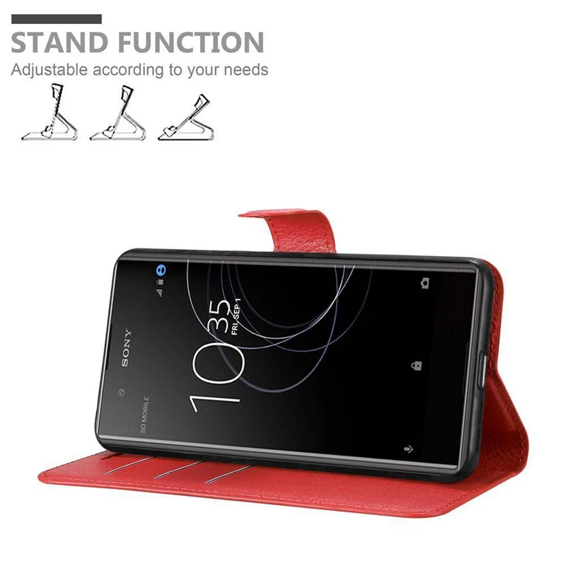 Cadorabo Hülle kompatibel mit Sony Xperia XA1 PLUS Schutzhülle mit Magnetverschluss, Standfunktion und Kartenfach