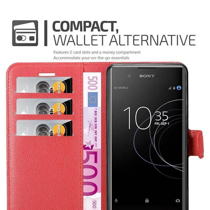 Cadorabo Hülle kompatibel mit Sony Xperia XA1 PLUS Schutzhülle mit Magnetverschluss, Standfunktion und Kartenfach