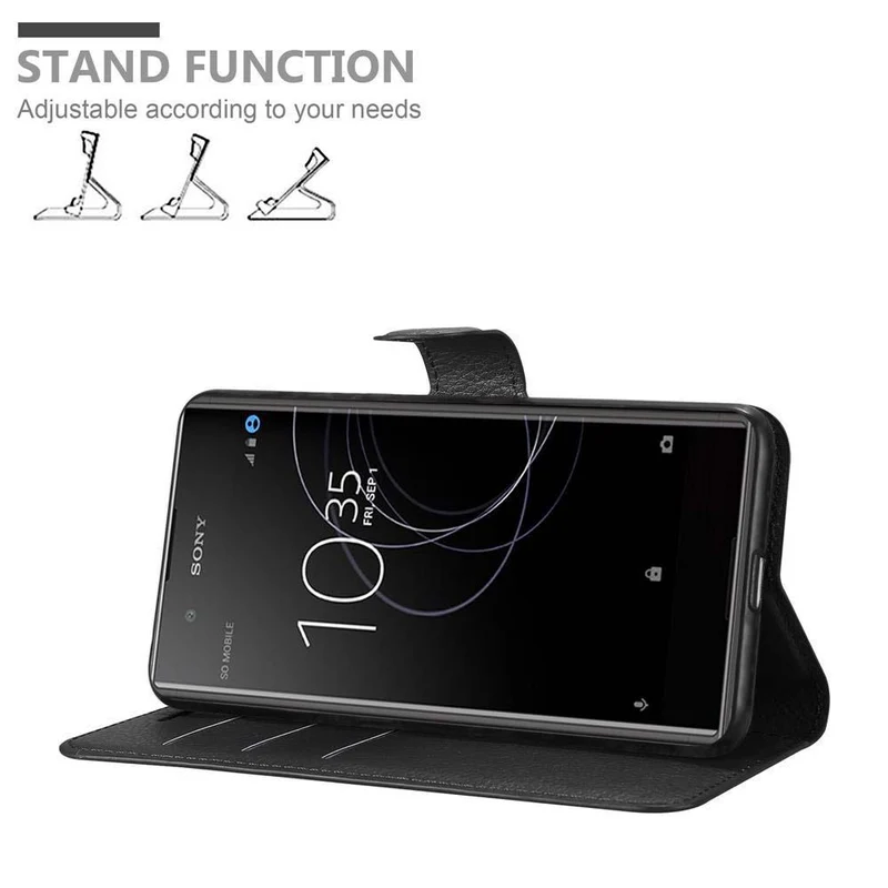 Cadorabo Hülle kompatibel mit Sony Xperia XA1 PLUS Schutzhülle mit Magnetverschluss, Standfunktion und Kartenfach