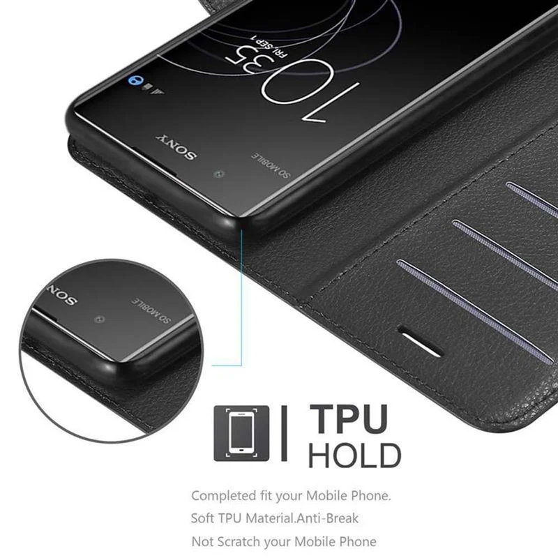 Cadorabo Hülle kompatibel mit Sony Xperia XA1 PLUS Schutzhülle mit Magnetverschluss, Standfunktion und Kartenfach
