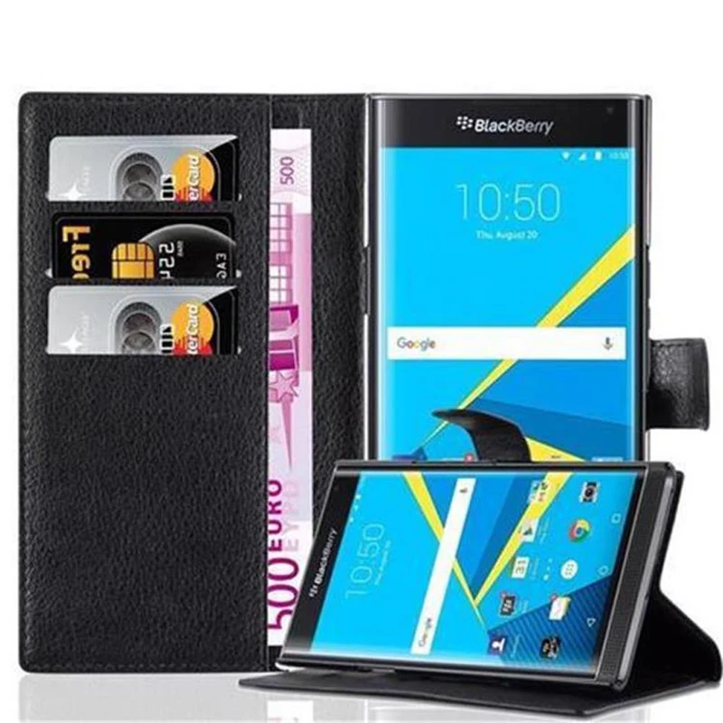 Cadorabo Hülle kompatibel mit Blackberry PRIV Schutzhülle mit Magnetverschluss, Standfunktion und Kartenfach