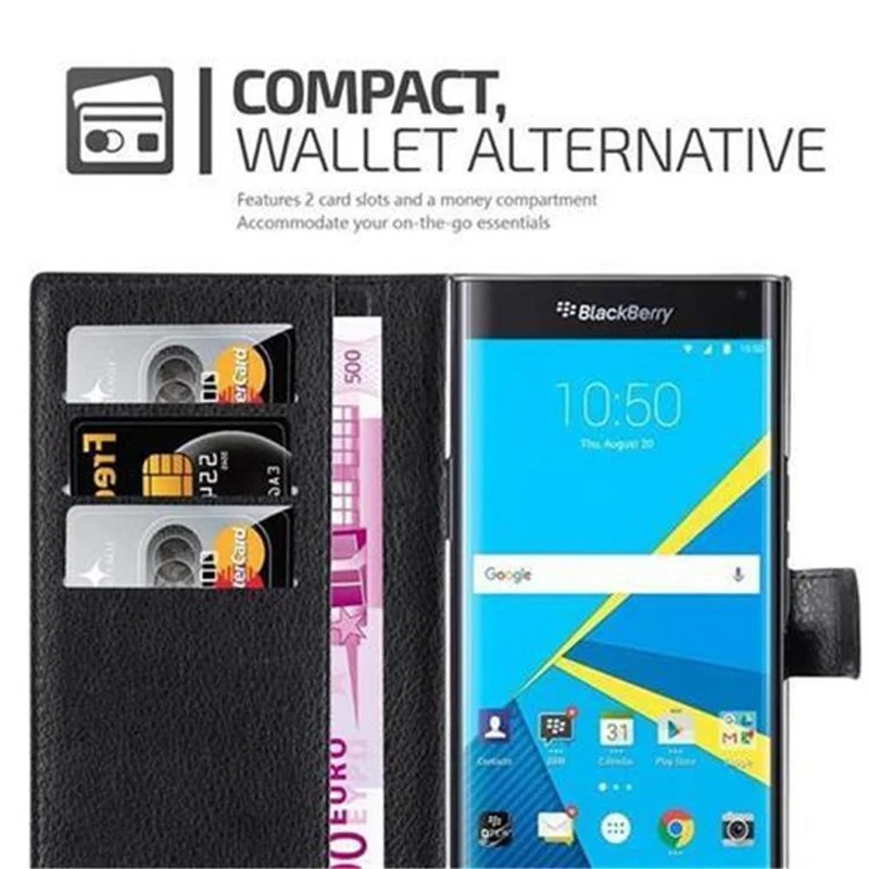 Cadorabo Hülle kompatibel mit Blackberry PRIV Schutzhülle mit Magnetverschluss, Standfunktion und Kartenfach