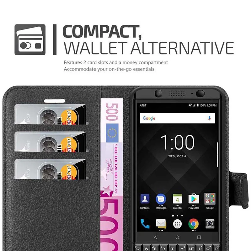 Cadorabo Hülle kompatibel mit Blackberry KEYONE Schutzhülle mit Magnetverschluss, Standfunktion und Kartenfach