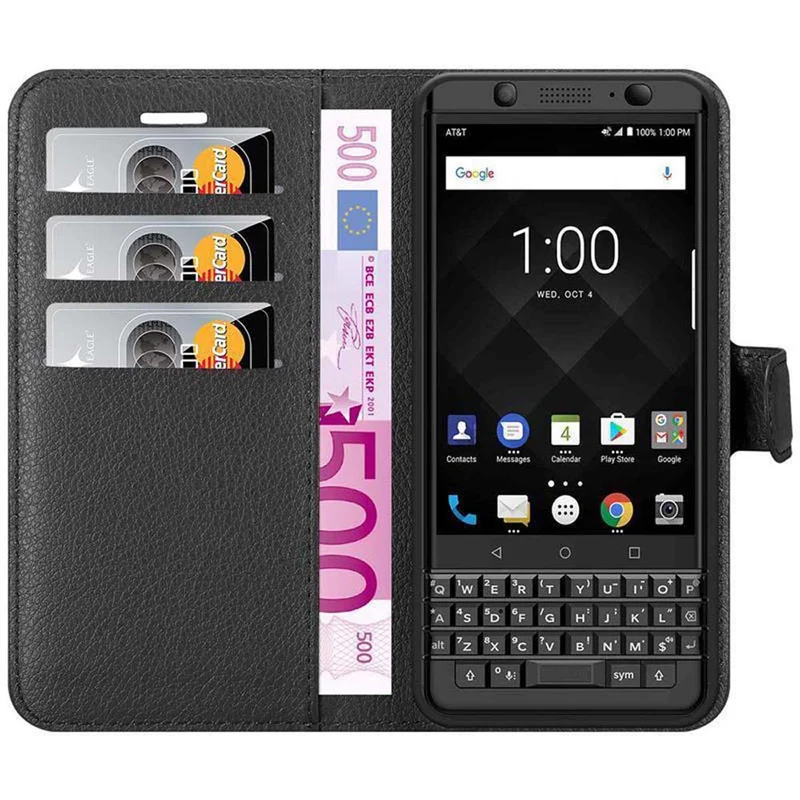 Cadorabo Hülle kompatibel mit Blackberry KEYONE Schutzhülle mit Magnetverschluss, Standfunktion und Kartenfach