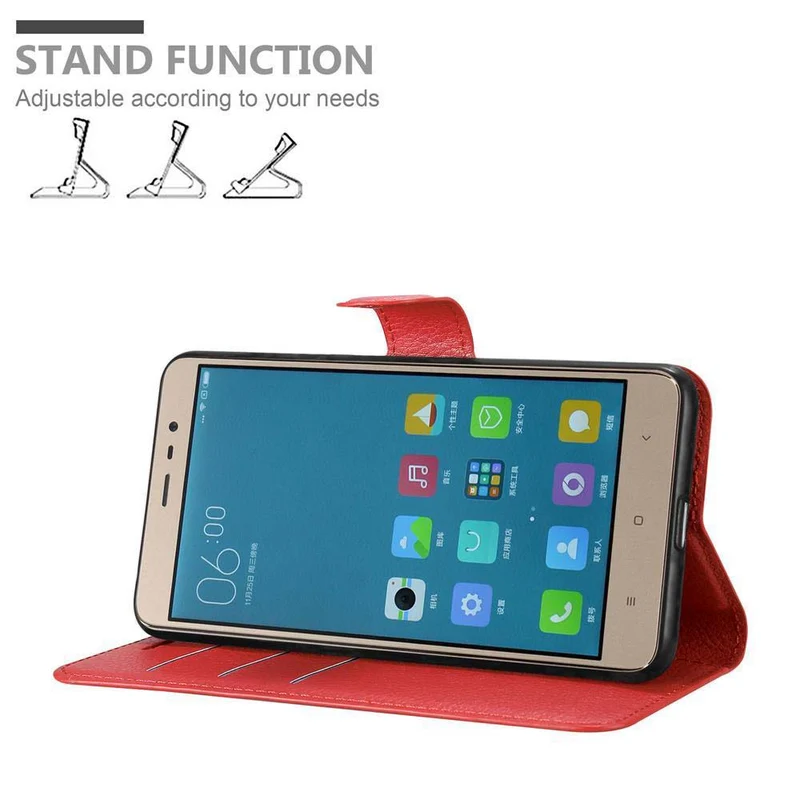 Cadorabo Hülle kompatibel mit Xiaomi RedMi NOTE 3 Schutzhülle mit Magnetverschluss, Standfunktion und Kartenfach