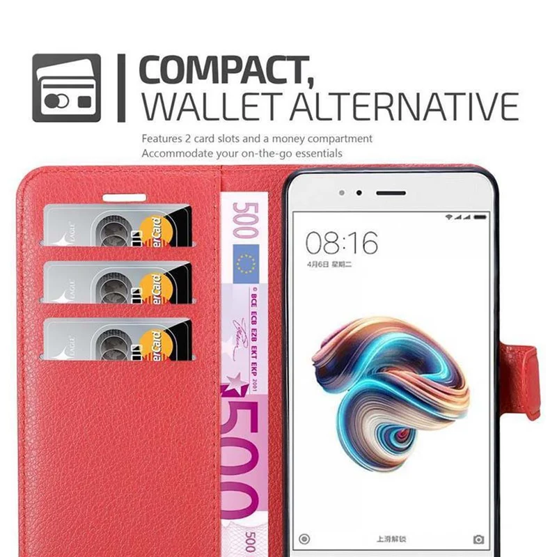 Cadorabo Hülle kompatibel mit Xiaomi Mi A1 / Mi 5X Schutzhülle mit Magnetverschluss, Standfunktion und Kartenfach