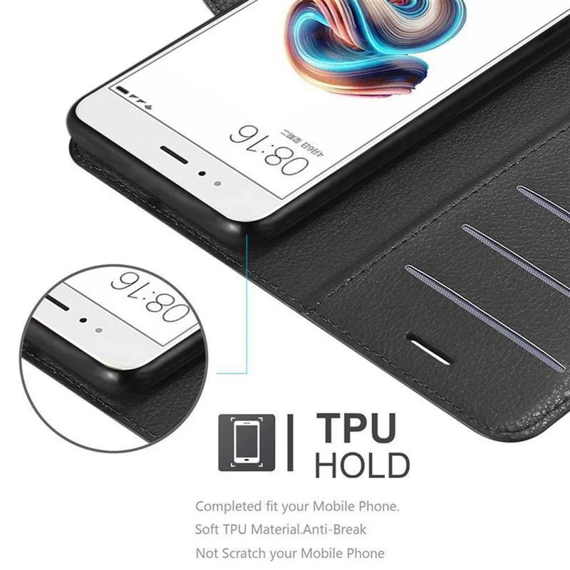 Cadorabo Hülle kompatibel mit Xiaomi Mi A1 / Mi 5X Schutzhülle mit Magnetverschluss, Standfunktion und Kartenfach