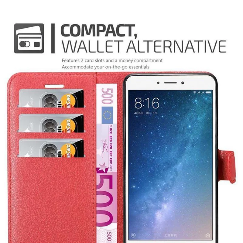 Cadorabo Hülle kompatibel mit Xiaomi Mi MAX 2 Schutzhülle mit Magnetverschluss, Standfunktion und Kartenfach