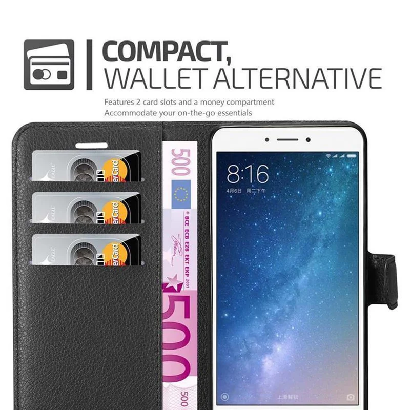 Cadorabo Hülle kompatibel mit Xiaomi Mi MAX 2 Schutzhülle mit Magnetverschluss, Standfunktion und Kartenfach