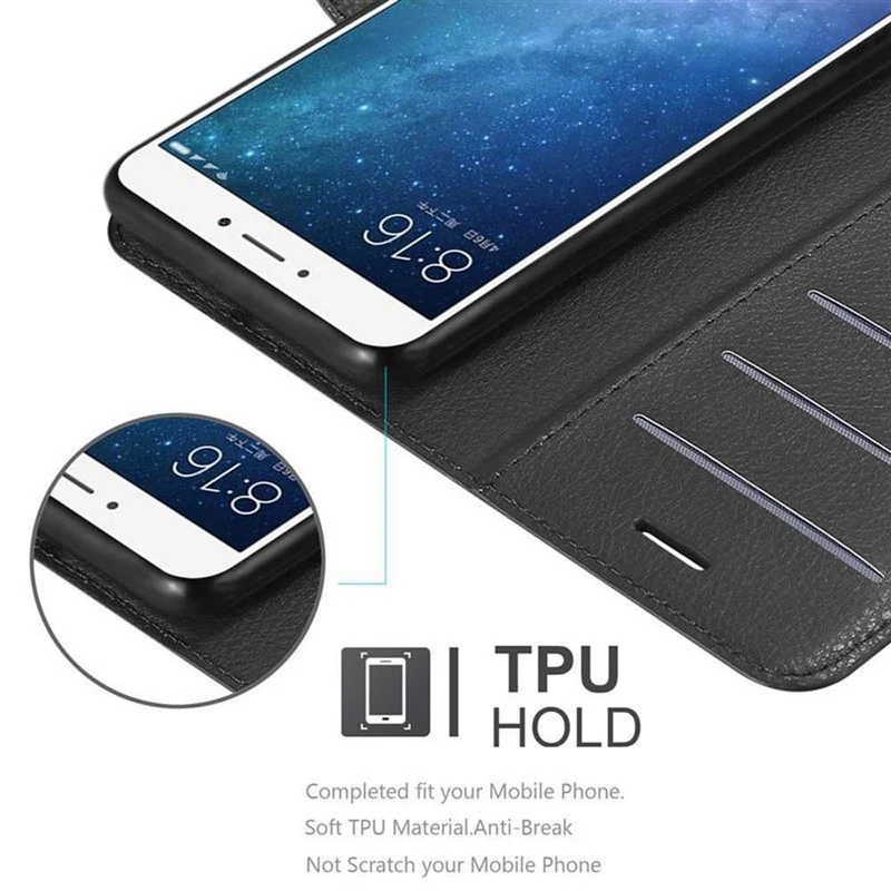 Cadorabo Hülle kompatibel mit Xiaomi Mi MAX 2 Schutzhülle mit Magnetverschluss, Standfunktion und Kartenfach