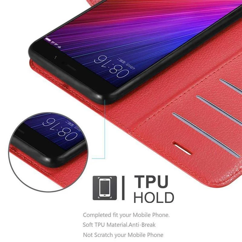 Cadorabo Hülle kompatibel mit Xiaomi Mi 5s PLUS Schutzhülle mit Magnetverschluss, Standfunktion und Kartenfach