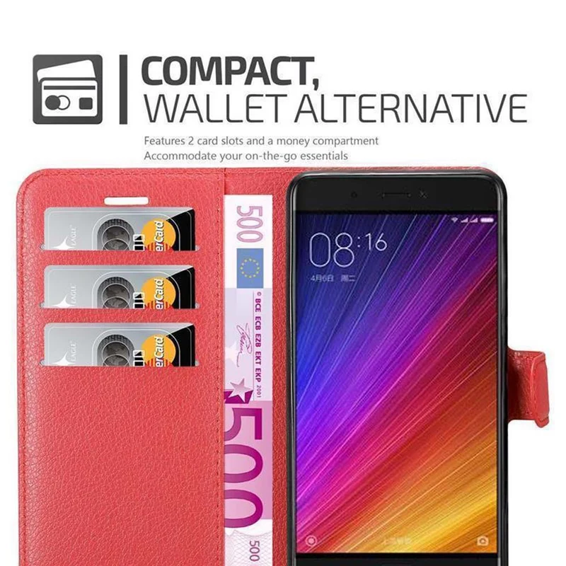 Cadorabo Hülle kompatibel mit Xiaomi Mi 5s Schutzhülle mit Magnetverschluss, Standfunktion und Kartenfach