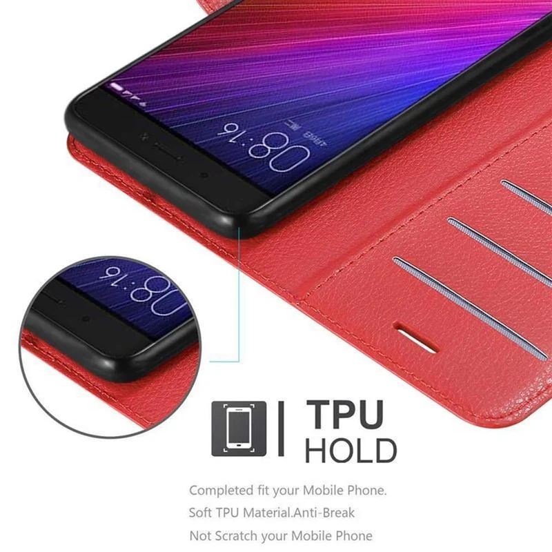 Cadorabo Hülle kompatibel mit Xiaomi Mi 5s Schutzhülle mit Magnetverschluss, Standfunktion und Kartenfach