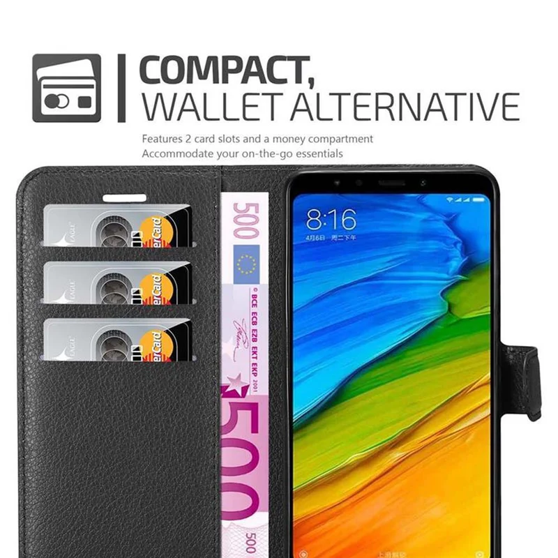 Cadorabo Hülle kompatibel mit Xiaomi RedMi NOTE 5 Schutzhülle mit Magnetverschluss, Standfunktion und Kartenfach