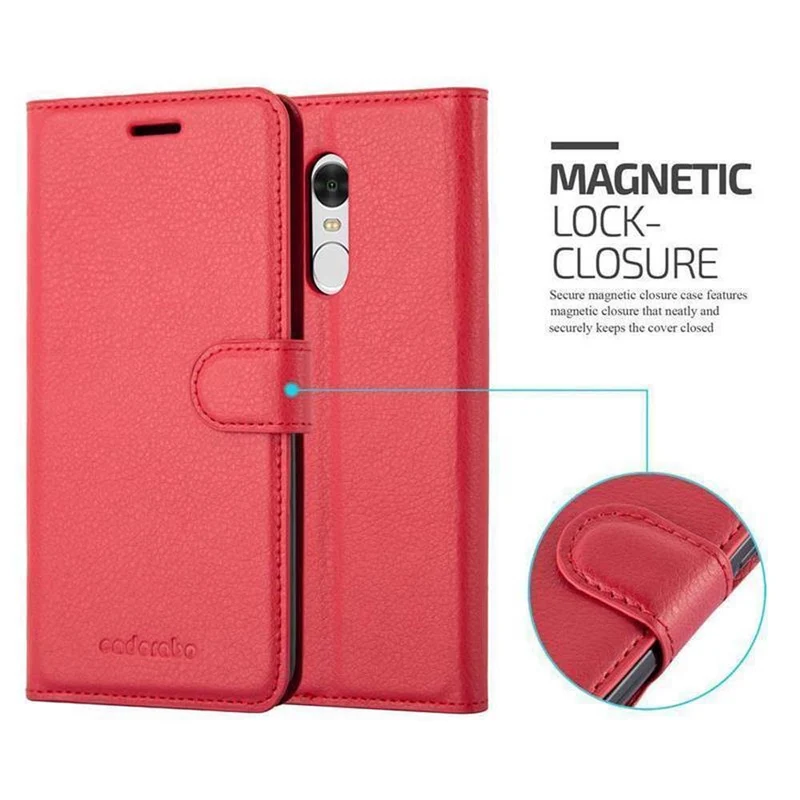 Cadorabo Hülle kompatibel mit Xiaomi RedMi NOTE 4 Schutzhülle mit Magnetverschluss, Standfunktion und Kartenfach