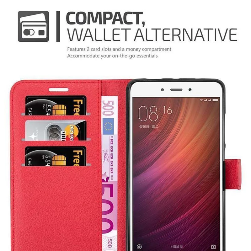 Cadorabo Hülle kompatibel mit Xiaomi RedMi NOTE 4 Schutzhülle mit Magnetverschluss, Standfunktion und Kartenfach