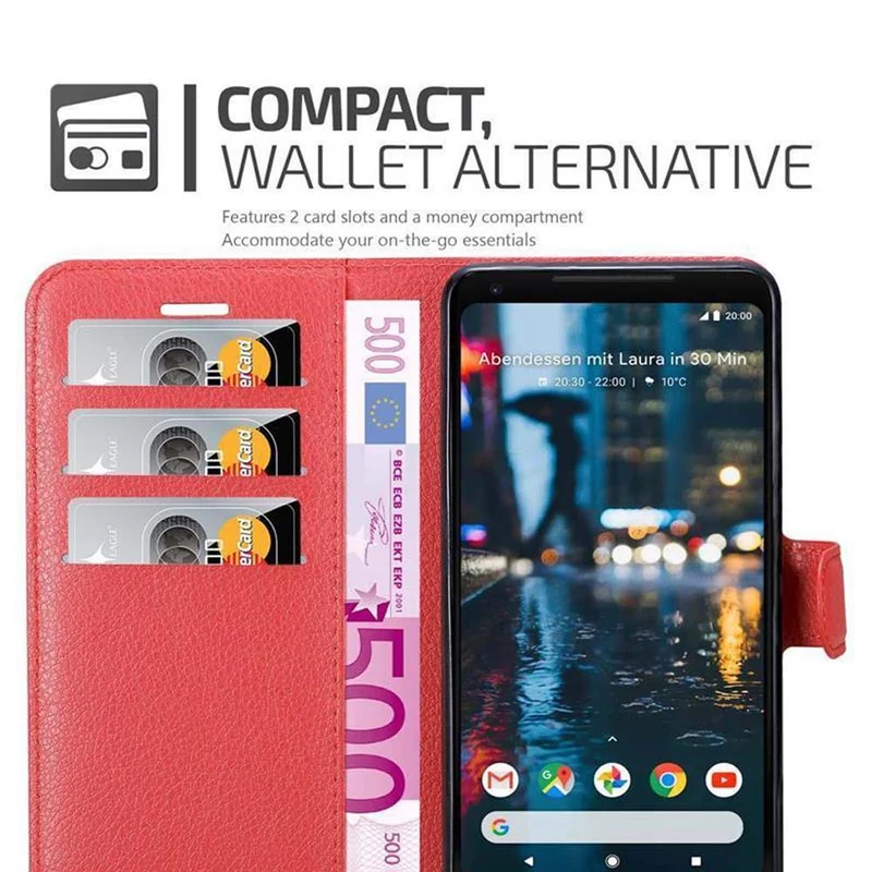 Cadorabo Hülle kompatibel mit Google PIXEL 2 XL Schutzhülle mit Magnetverschluss, Standfunktion und Kartenfach