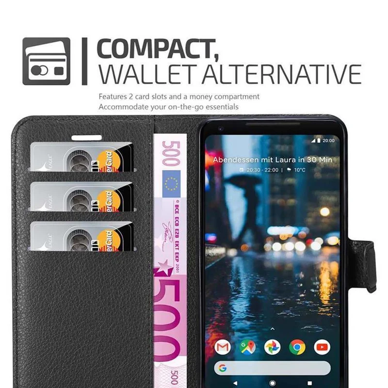 Cadorabo Hülle kompatibel mit Google PIXEL 2 XL Schutzhülle mit Magnetverschluss, Standfunktion und Kartenfach