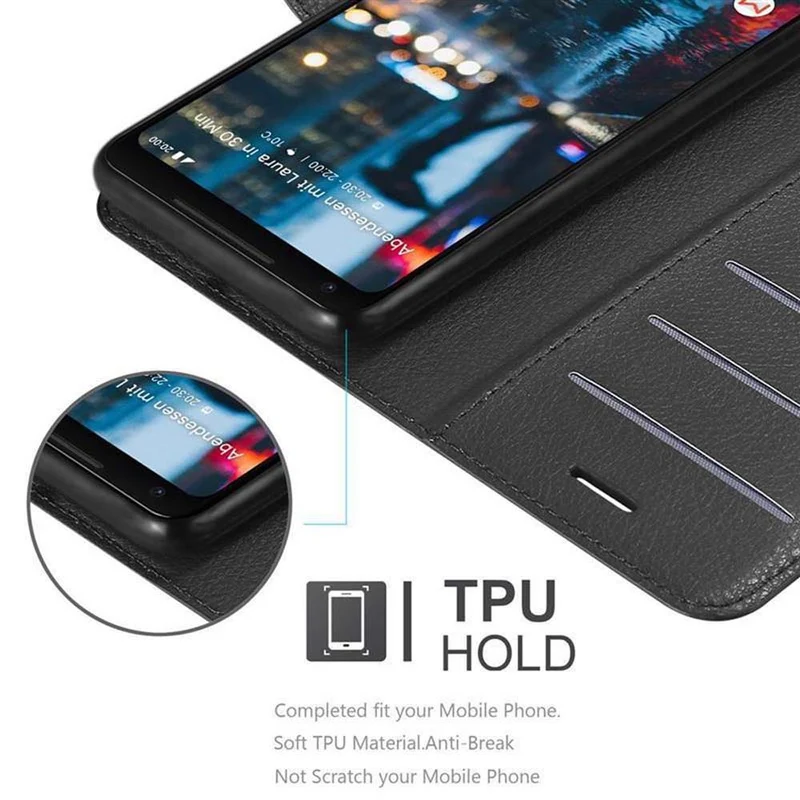 Cadorabo Hülle kompatibel mit Google PIXEL 2 XL Schutzhülle mit Magnetverschluss, Standfunktion und Kartenfach
