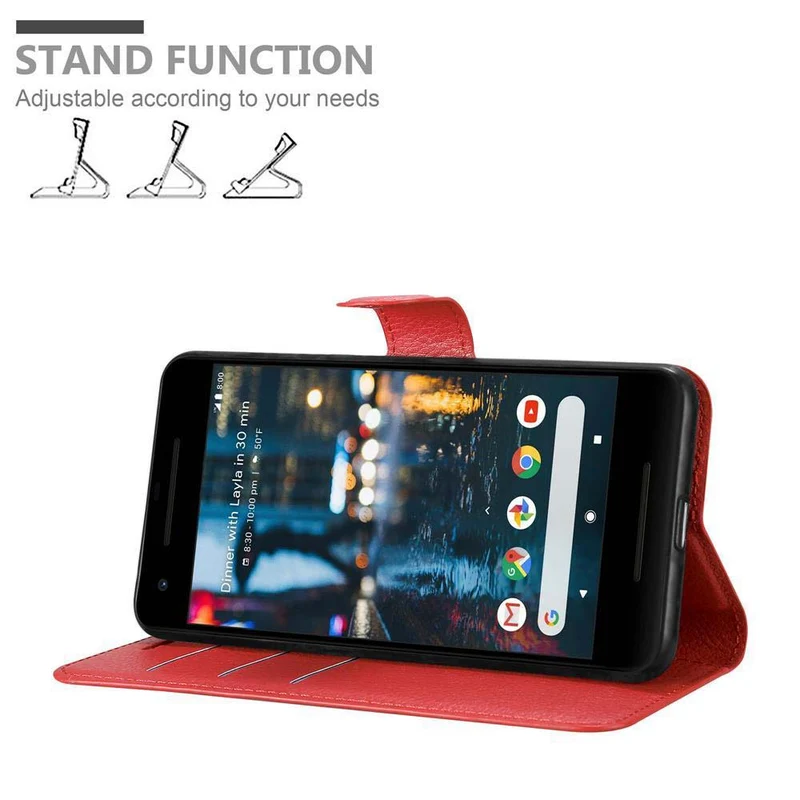 Cadorabo Hülle kompatibel mit Google PIXEL 2 Schutzhülle mit Magnetverschluss, Standfunktion und Kartenfach