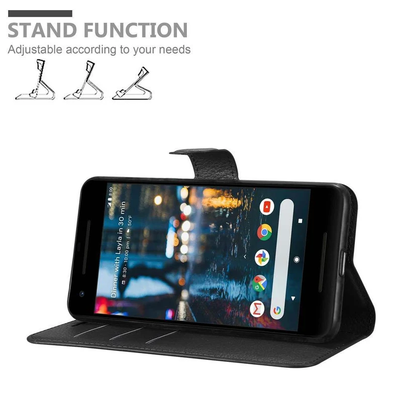 Cadorabo Hülle kompatibel mit Google PIXEL 2 Schutzhülle mit Magnetverschluss, Standfunktion und Kartenfach