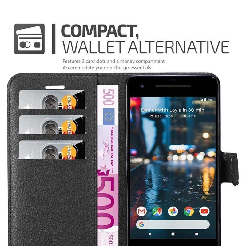 Cadorabo Hülle kompatibel mit Google PIXEL 2 Schutzhülle mit Magnetverschluss, Standfunktion und Kartenfach