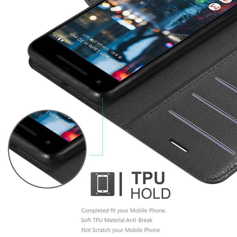 Cadorabo Hülle kompatibel mit Google PIXEL 2 Schutzhülle mit Magnetverschluss, Standfunktion und Kartenfach