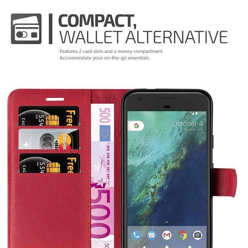 Cadorabo Hülle kompatibel mit Google PIXEL XL Schutzhülle mit Magnetverschluss, Standfunktion und Kartenfach